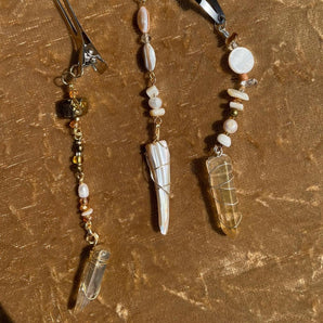 Shell & Crystal Hair/Scarf Clips