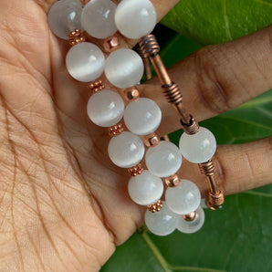 Selenite Satin Spar Crystal Copper Bracelets