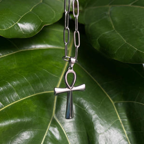 Silver Ankh Necklace Daily Wear 304 Stainless Steel