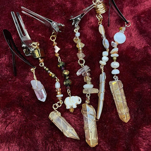 Gold Luster Quartz Custom Crystal Hair Clips